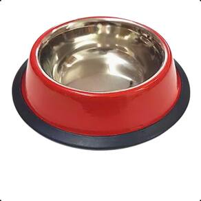 Pote Tigela Comedouro Inox Cão Cachorro 22Cm 400ML Vermelho