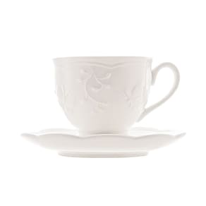 Xícara de Chá com Pires de Porcelana New Bone Butterfly Flower 100ml - Lyor