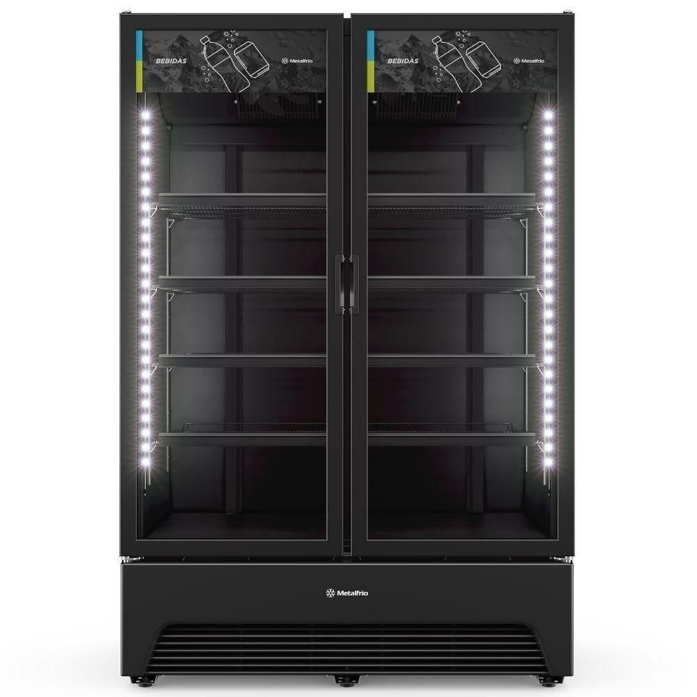 Expositor De Bebidas Porta Dupla Vbm3ah Metalfrio Expositor 1257 Litros All Black 220v