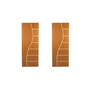 Kit com 2 Folhas de Porta Madeira Decorada 210x80cm Espessura 3,5cm Cantareira Mogno