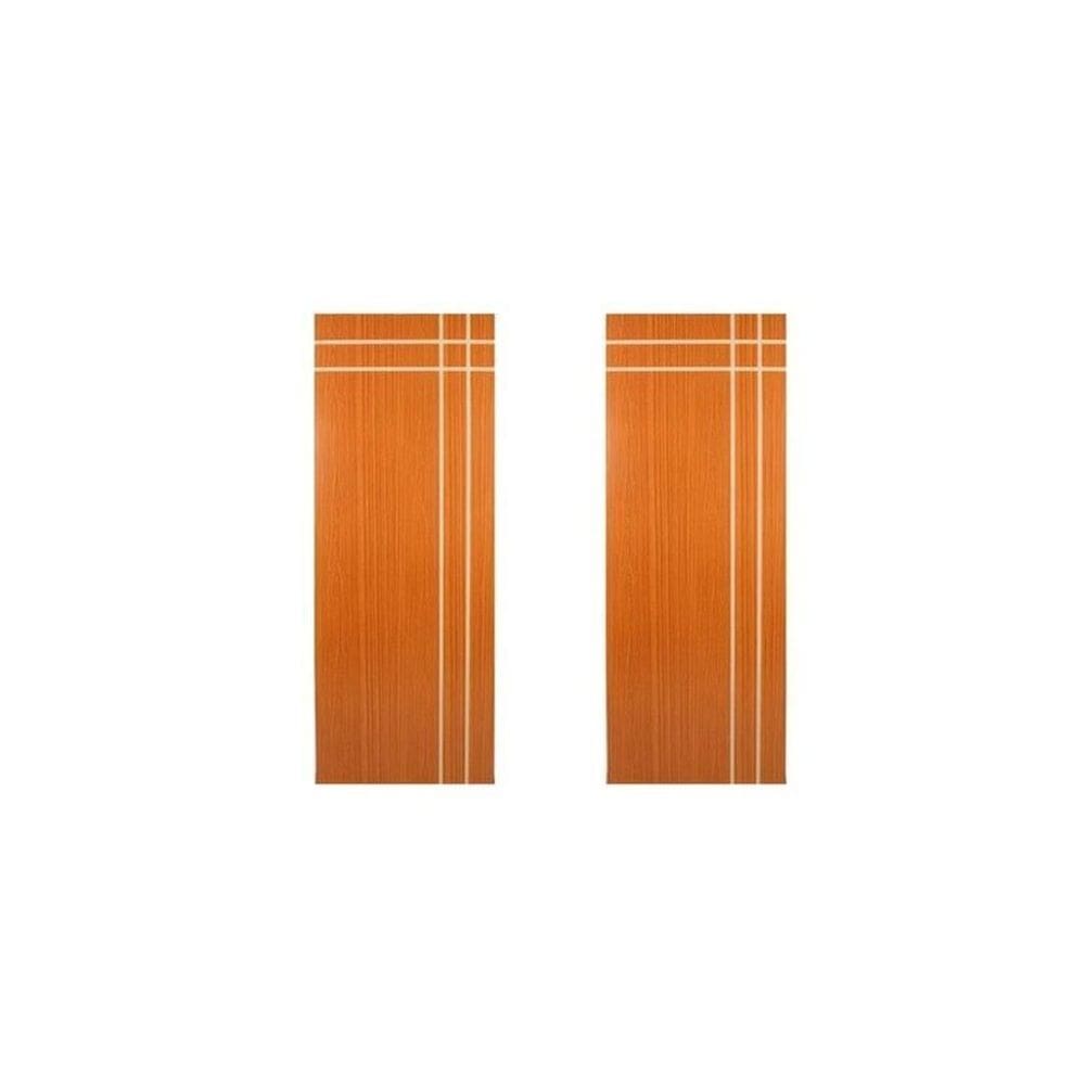 Kit com 2 Folhas de Porta Madeira Decorada 210x80cm Espessura 3,5cm Mantiqueira Mogno