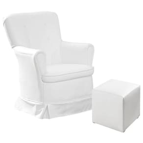 Poltrona De Amamentação Aconchego Fixa Com Puff Branco - Canaã