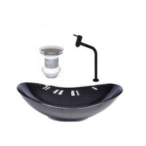 Cuba de Vidro Oval Chanfrada 46 C M Preto