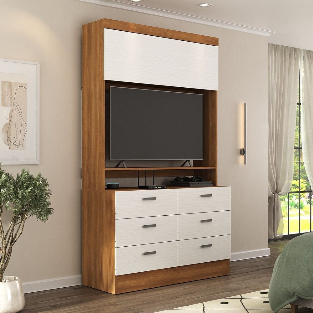Estante para Tv até 42 Polegadas Viena 1 Porta 6 Gavetas Espresso Móveis