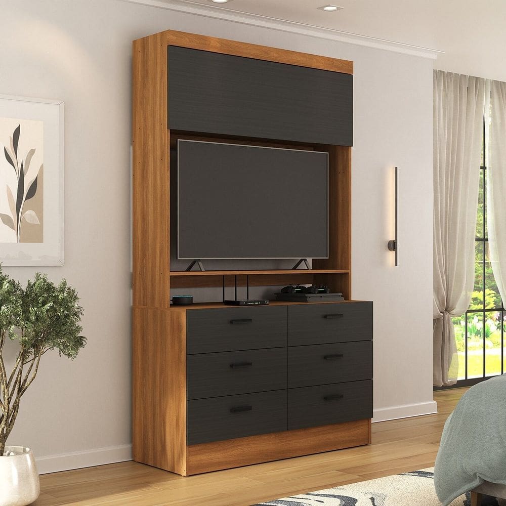 Estante para Tv até 42 Polegadas Viena 1 Porta 6 Gavetas Espresso Móveis