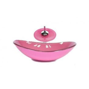 Cuba de Vidro Oval Chanfrada 46 C M Rosa