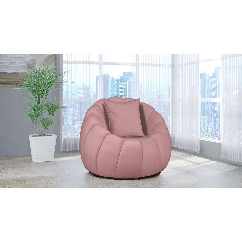 Poltrona Decorativa Concha Giratória Almofada Veludo Rosa - Londrilar