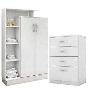 Cômoda Astral E Armário Multiuso Elite Branco Brilho - Demóbile