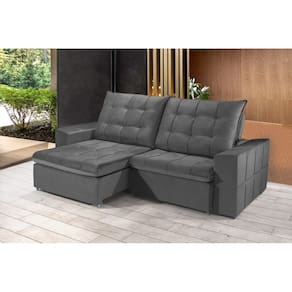 Sofá Retrátil e Reclinável 2,50m ESTILO ESTOFADOS - CANCÚN com SoftGel D33 "CINZA"