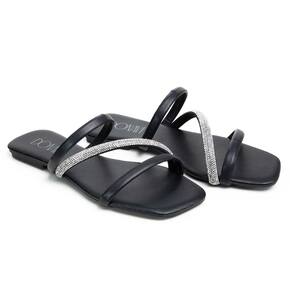 Sandália Rasteirinha Casual Feminino Tiras Brilho Moda Elegante Prática