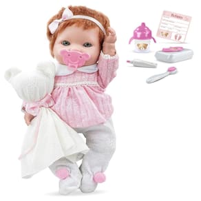 Bebê Reborn Baby Boneca Cabelos Ruivos + Enxoval Completo