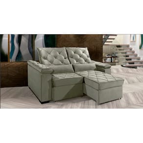 Sofá Retrátil e Reclinável BERLIM 2.30m Velusoft D33 "Prata" - ESTILO ESTOFADOS