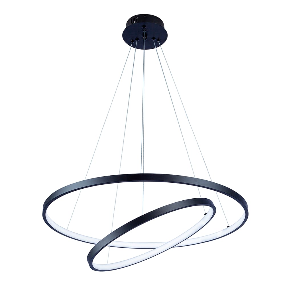 Pendente Lustre Led Moderno 2 Aros Arcos Anéis 40cm e 60cm Atenas 45W 6500K Bivolt Pronto Para Instalar