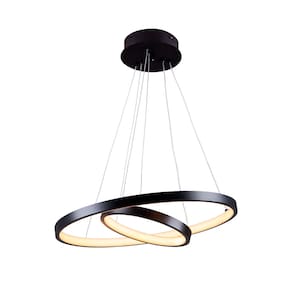Pendente Lustre Led Moderno 2 Aros Arcos Anéis 20cm e 40cm Atenas 29W 6500K Bivolt Pronto Para Instalar