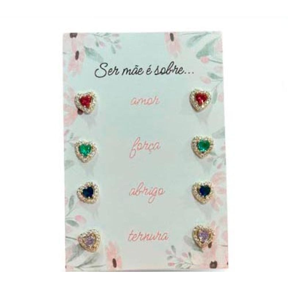 Kit Mãe 4 Pares de Brincos Banhado a Ouro 18k