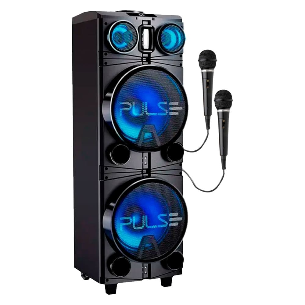 Caixa de Som Pulse Storm 2 12"pol BT Led Rádio TWs 1500w-2 Mic