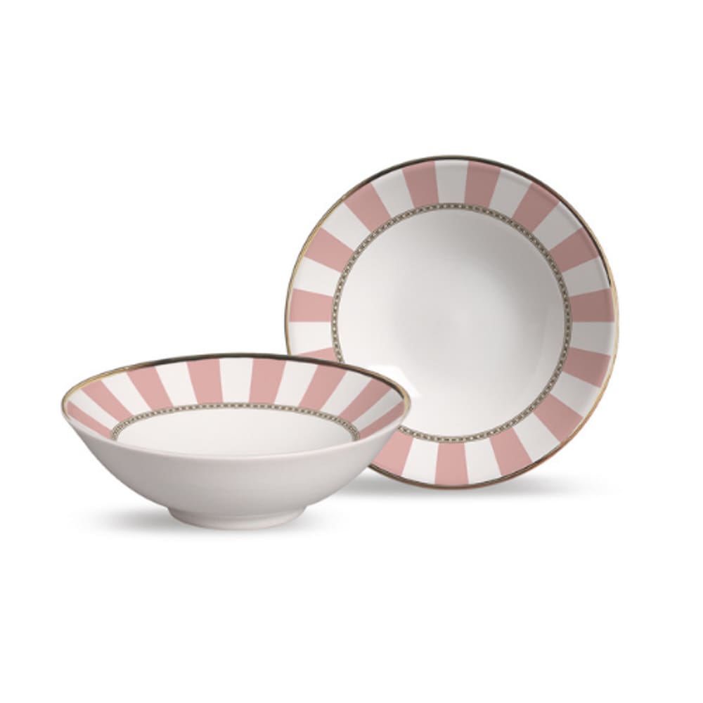 Conjunto 6 bowls decorados Pink Strip  300ml