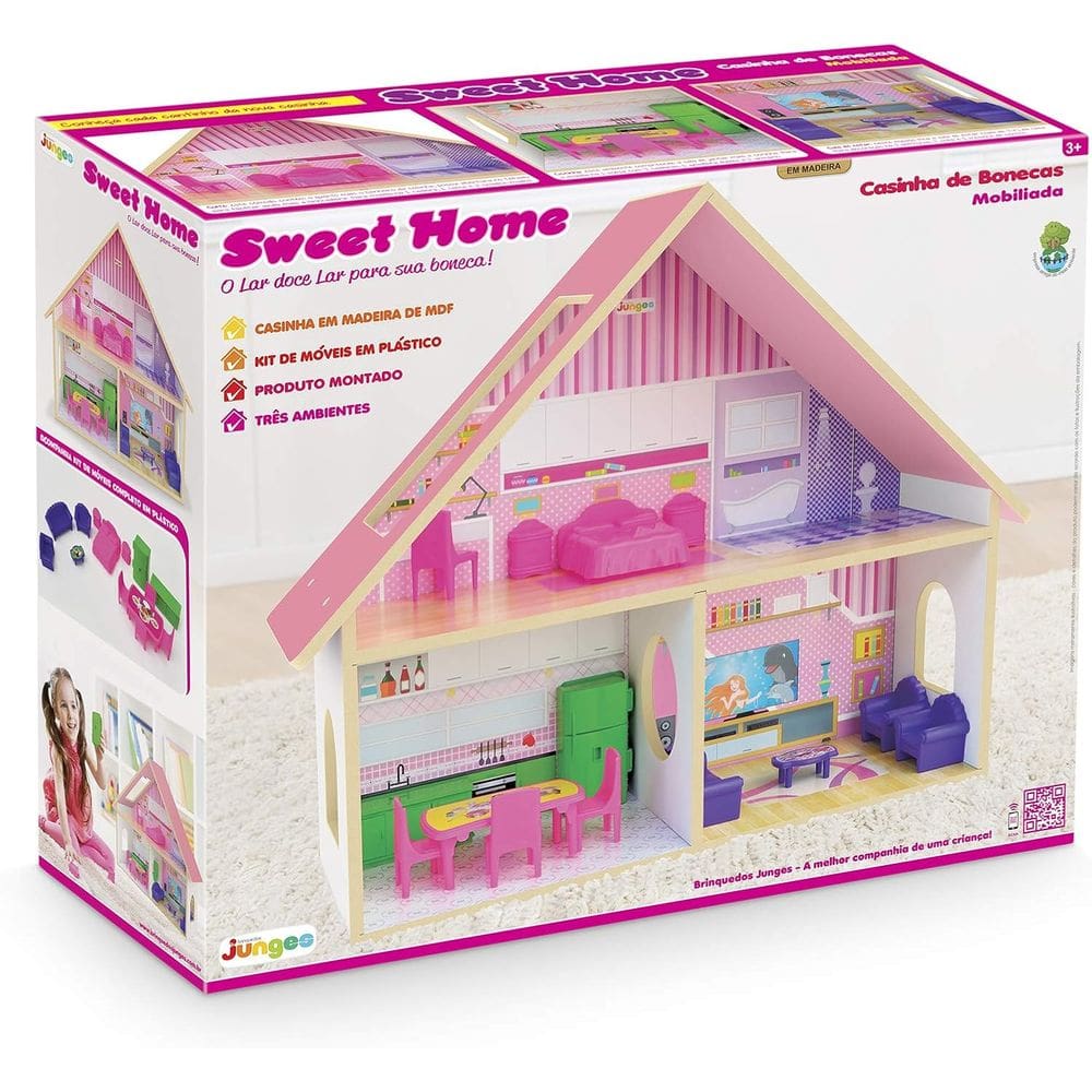 Casinha De Bonecas Mobiliada Mdf - Sweet Home