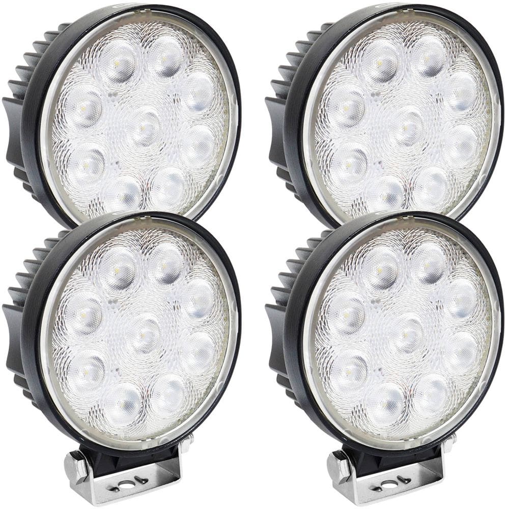 Kit 4 Farol de Milha Led Universal 10V 30V 27W 9 Leds Cinoy YN-FA001 7000K Redondo 11 Cm