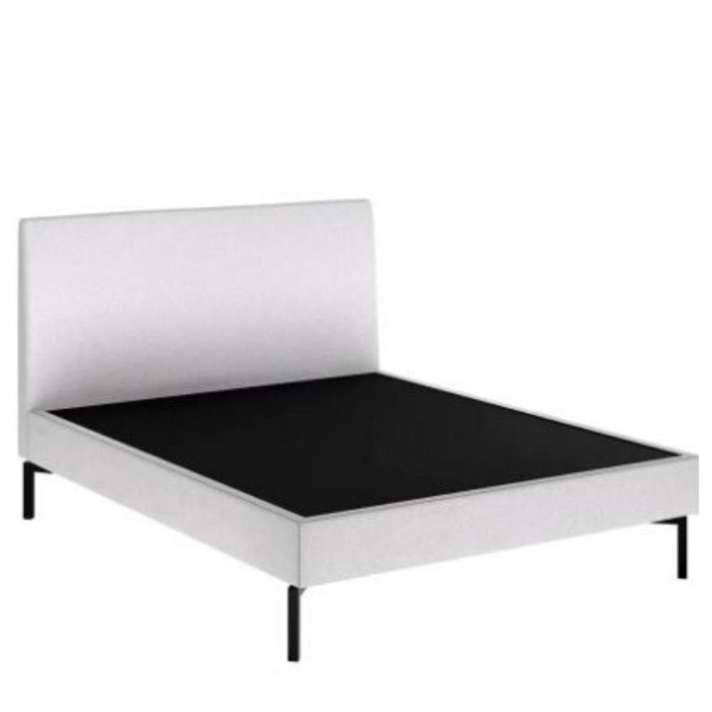 Cama Casal KingSize Ariel Daf p/ Colchão 193 cm Cabeceira Bouclé Marfim Base Aço CarbonoPreto