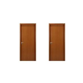 2 Kits Porta de Madeira Lisa 215x74cm com Batente de Mdf Ultra 10cm Melamínica Mogno