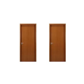 2 Kits Porta de Madeira Lisa 215x84cm com Batente de Mdf Ultra 10cm Melamínica Mogno