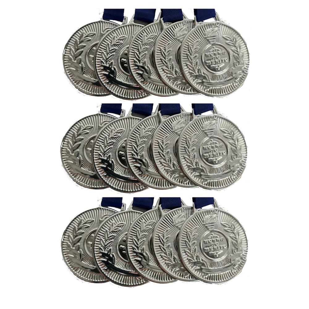 30 Medalhas Honra ao Mérito 3,4cm Ouro Prata Bronze com fita
