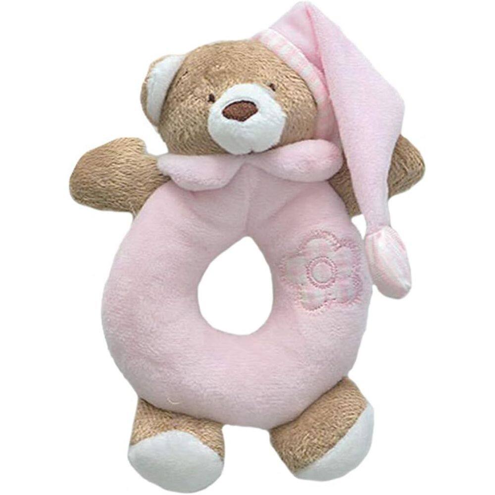 Colecao Urso Nino  - Chocalho Urso (10X21Cm) Rosa Bebe