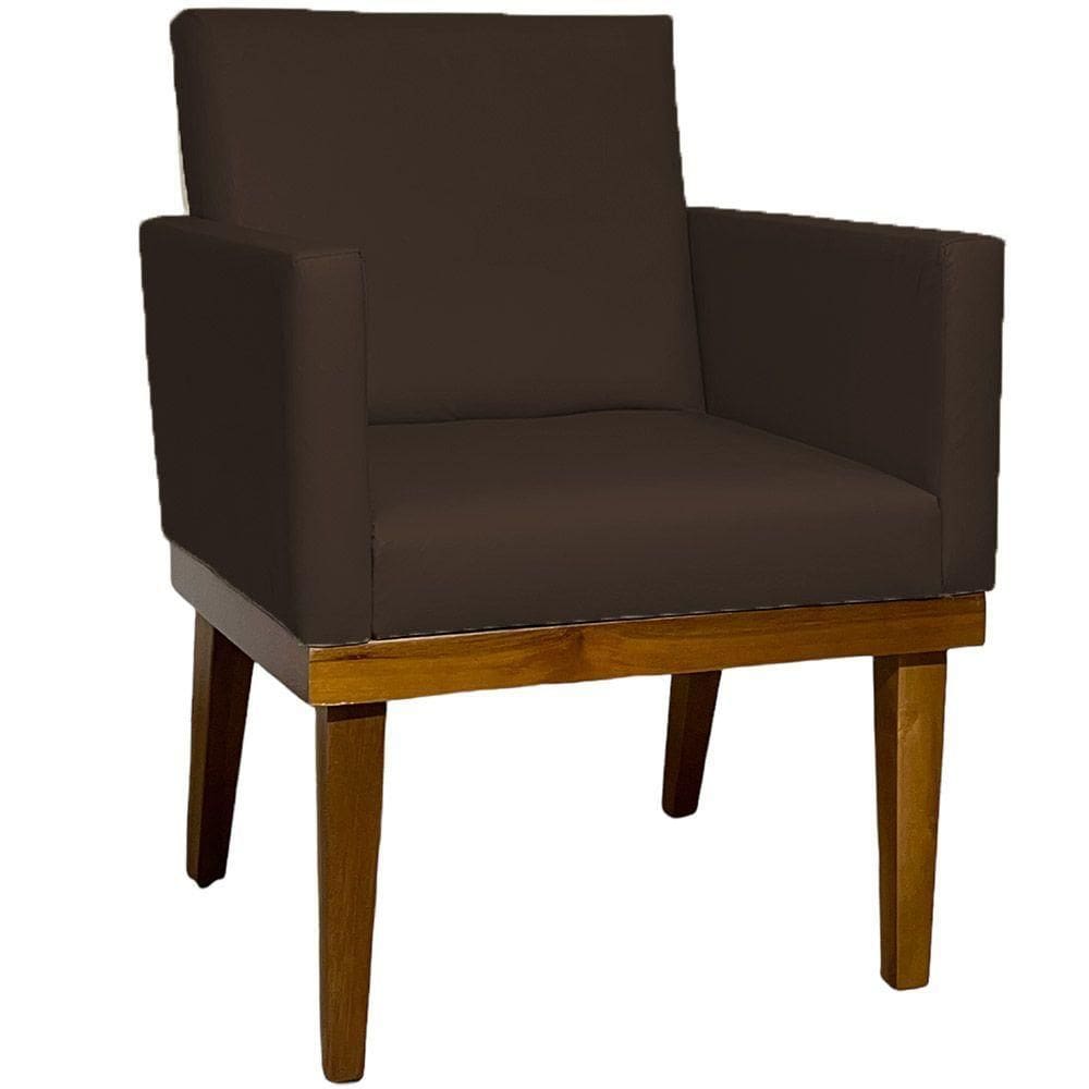 Poltrona Decorativa Para Sala De Estar Cadeiras Para Recepção Corino Marrom - Majú Decor