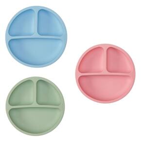Pratinho Infantil de Silicone com Ventosa Prático Higiênico com 3 Divisórias Buba