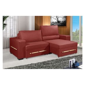 Sofá Retrátil e Reclinável 2.10m ESTILO ESTOFADOS - CHAYENE com SoftGel D33 Linho "Veremelho"