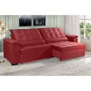 Sofá Retrátil e Reclinável RENEW 2.30m ESTILO ESTOFADOS - França Velusoft Cor "Vermelho"