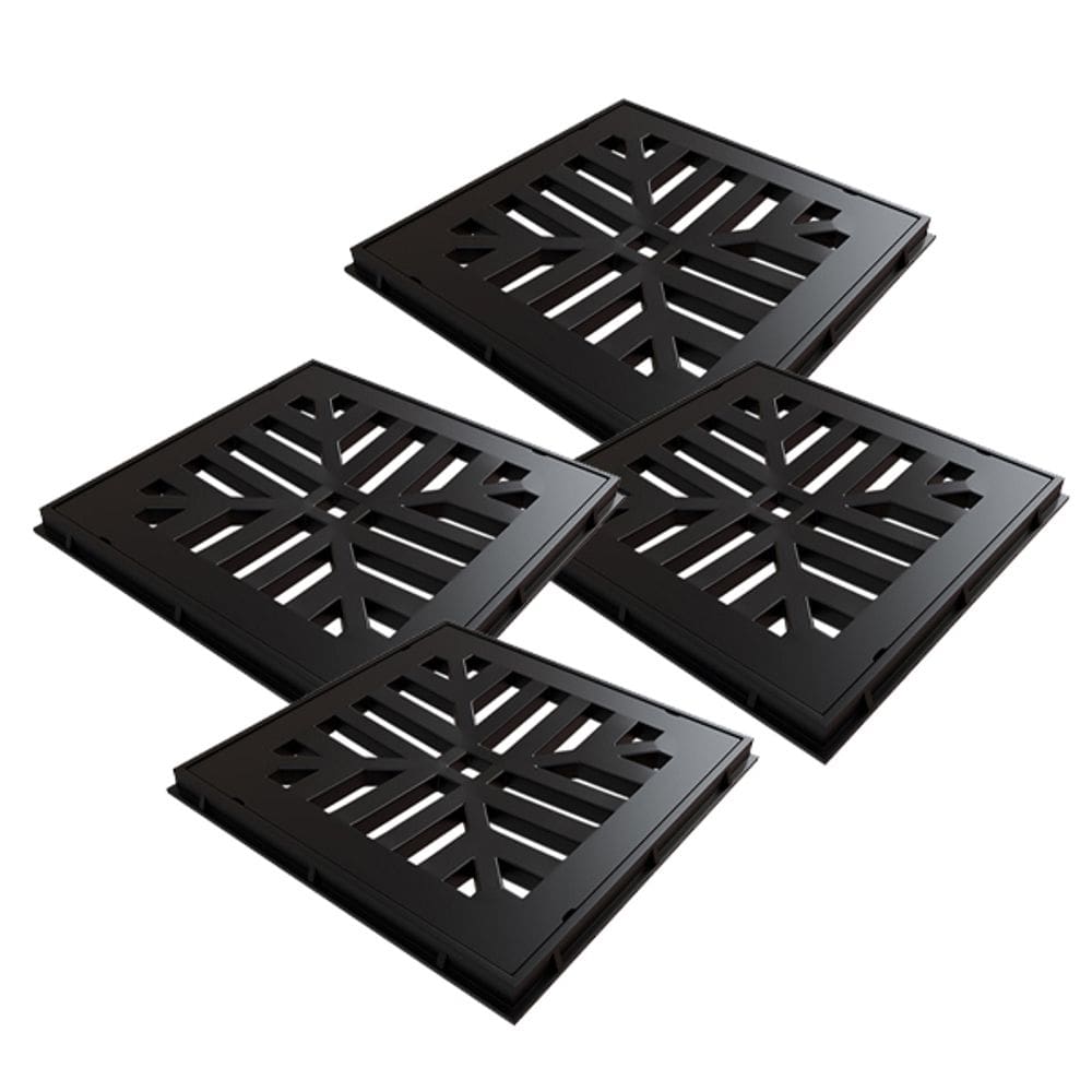 Kit 4 Ralo Grelha Quadrada Com Fecho Automático Preto 10cm