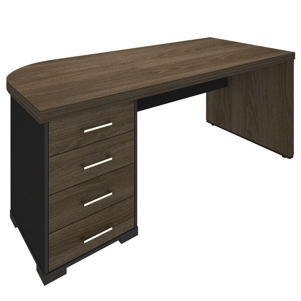 Mesa Para Escritório 4 Gavetas Lado Esquerdo 180cm Marrom