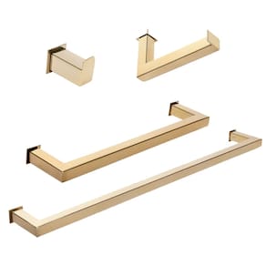 Kit de Acessórios Para Banheiro com 4 Peças em Aço Inox Dourado Linha Larissa  Stainless