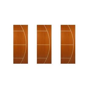 Kit com 3 Folhas de Porta Madeira Decorada 210x80cm Espessura 3,5cm Gaúcha Mogno