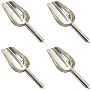 04x Pá Aço Inox Escovado Concha Pegador Dosadora Gelo Cereais Grãos
