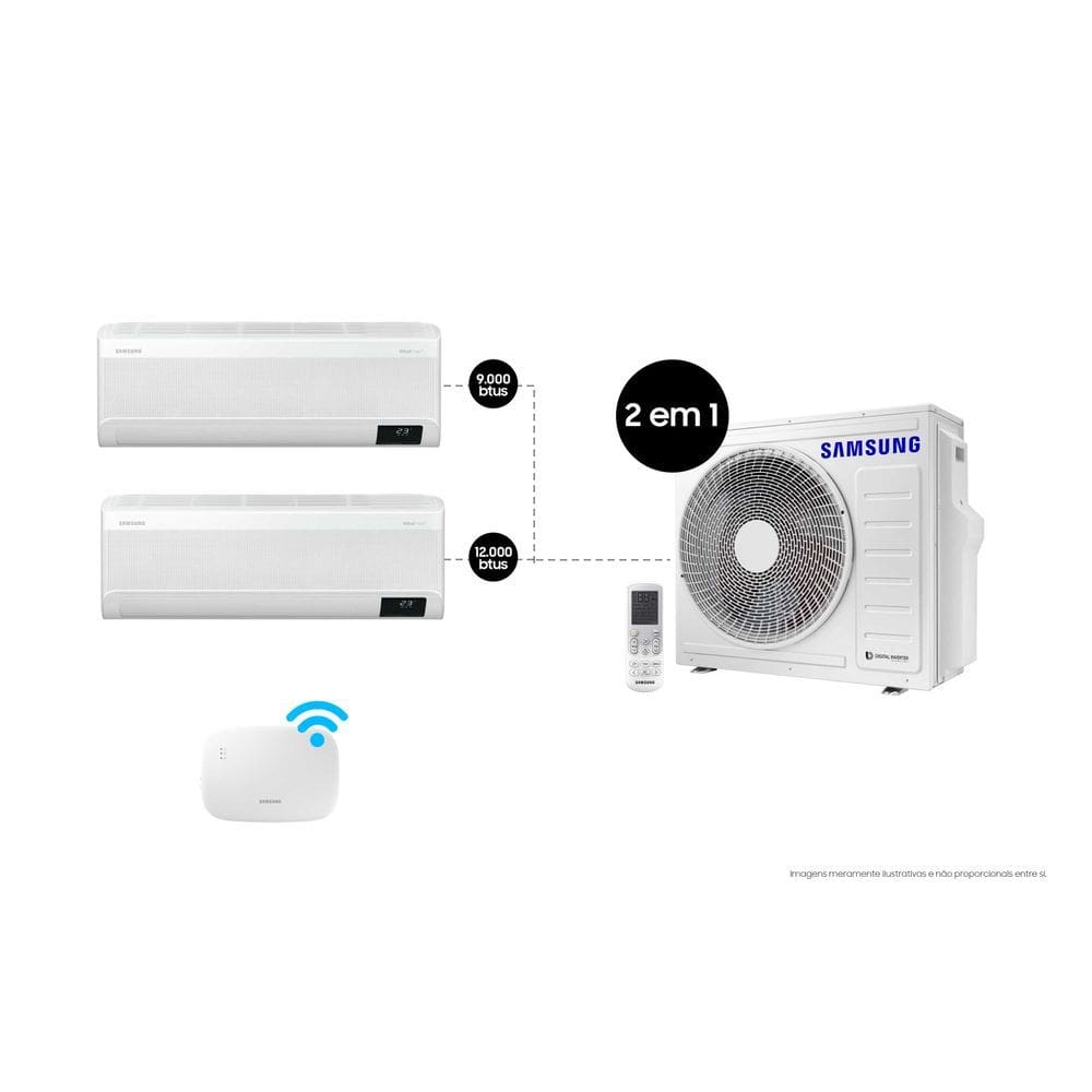 Bi-Split Samsung WindFree 18.000 BTUs (Hi Wall 9.000 e 12.000) Quente/Frio com WiFi 220V