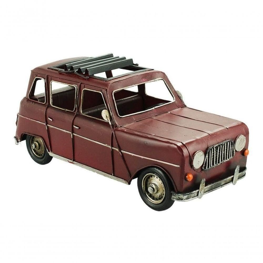 Carro Antigo Passeio Vinho 14x12.5x31cm Estilo Retrô Vintage
