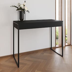 Aparador Industrial Retangular Califórnia Preto 137X40Cm Base Ferro Preto - Cor: Preto