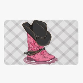 Tapete Para Quarto Infantil Estampado Boiadeira Country Pink 60cm X 40cm Base Antiderrapante