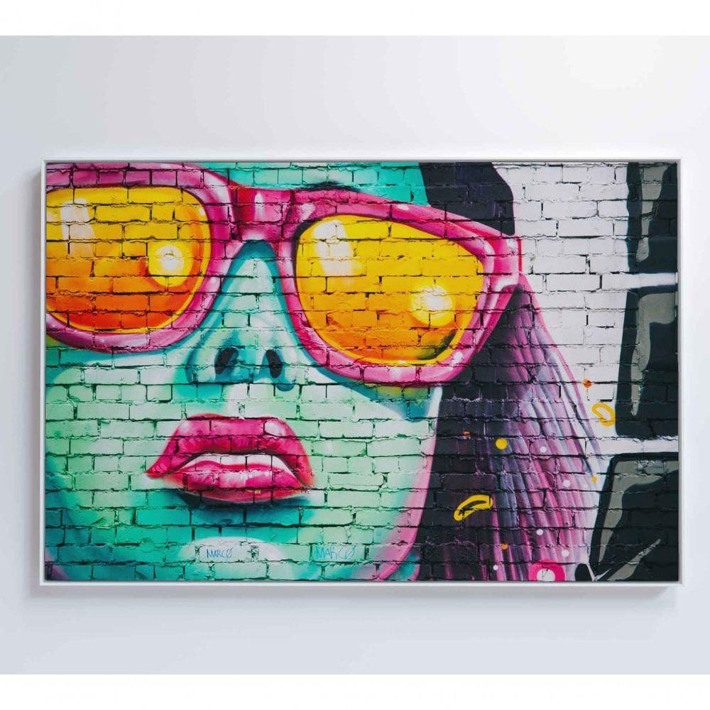 Quadro Grafite óculos 60x40 Cm Vidro Impresso