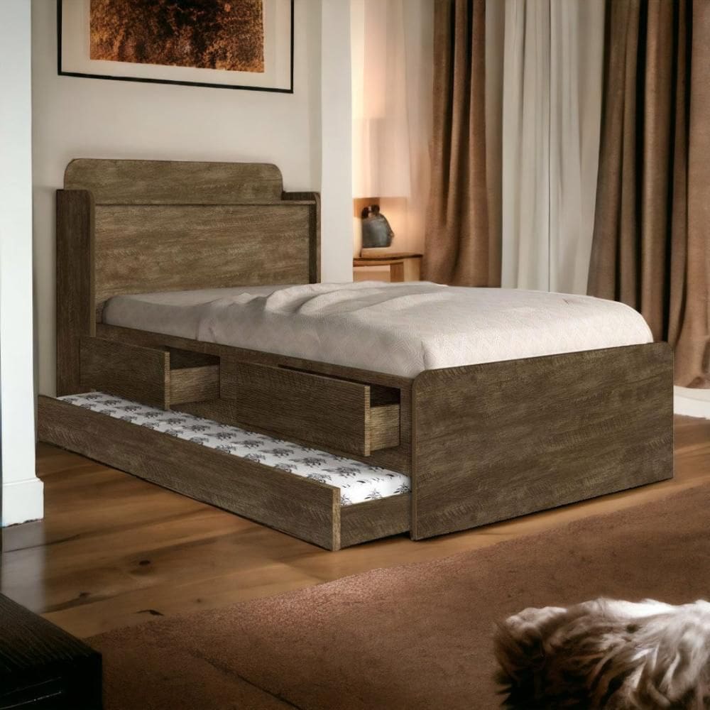 Cama Tamires Castanho com Auxiliar e 02 Colchões