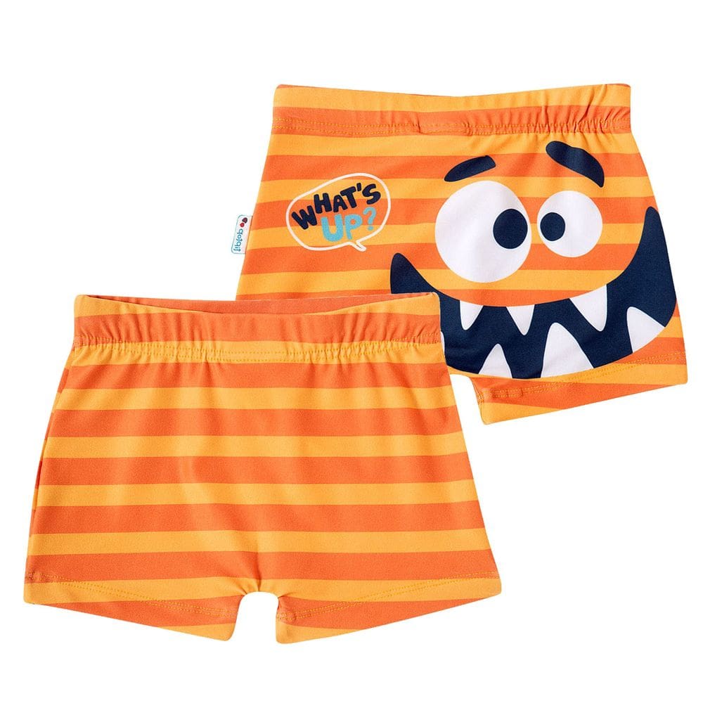 Sunga Boxer Infantil Monstro Divertido Laranja Tip Top