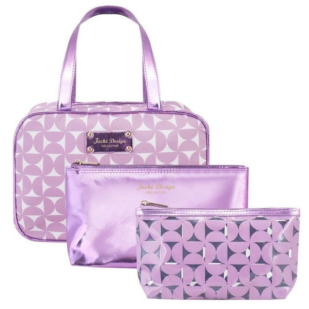 Kit De Necessaire Com 3 Pçs Glitz Jacki Design Roxo