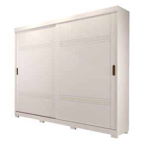 Guarda Roupa Casal Em Mdf 2 Portas De Correr 4 Gavetas Internas E Pés Móveis Branco Branco