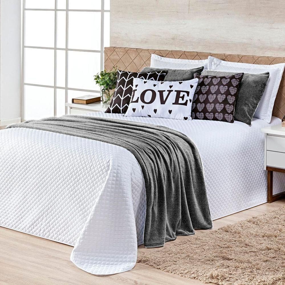 Cobre Leito Vitória Branco preto Almofadas