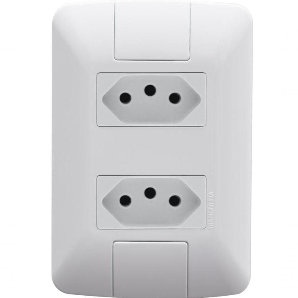 Kit 8 Conjunto 4x2 2 Tomadas 2p+t Tramontina Aria 10a 250v Branco