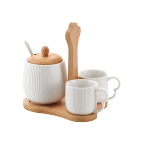 Jogo De Xícaras Para Café Com Açucareiro Em Cerâmica Oásis Com 4 Peças Haüskraft