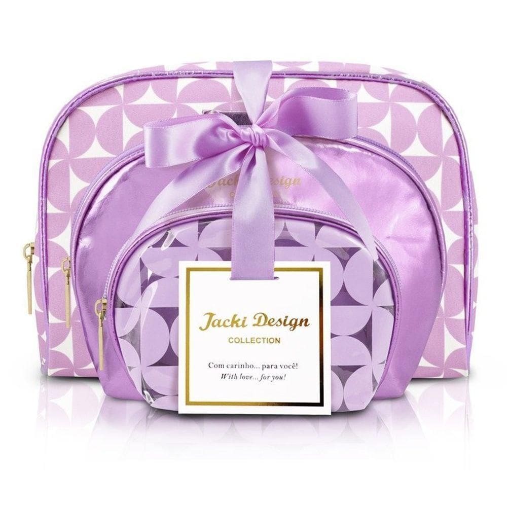 Kit De Necessaire Com 3 Pçs Glitz Jacki Design Roxo